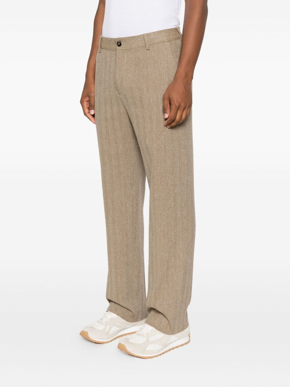 Golden Goose Men Tailored Trousers In Chevron Linen Blend GOLDEN GOOSE