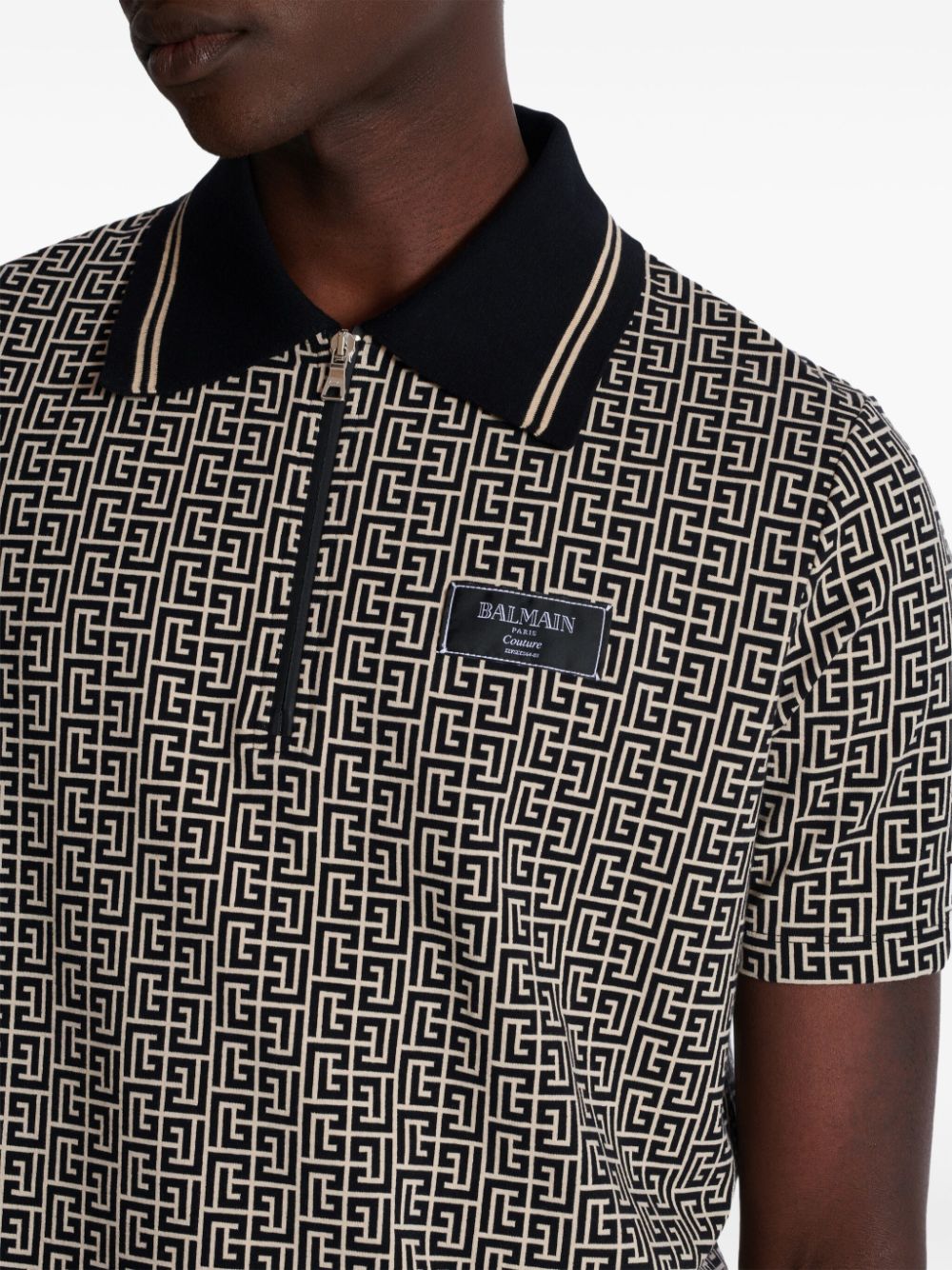 Balmain Men Labyrinth Polo Shirt With Jacquard Effect BALMAIN