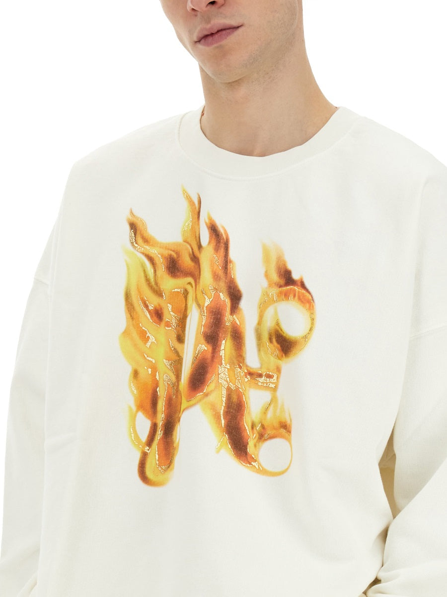Palm Angels Men "Burning Monogram" Print Sweatshirt PALM ANGELS