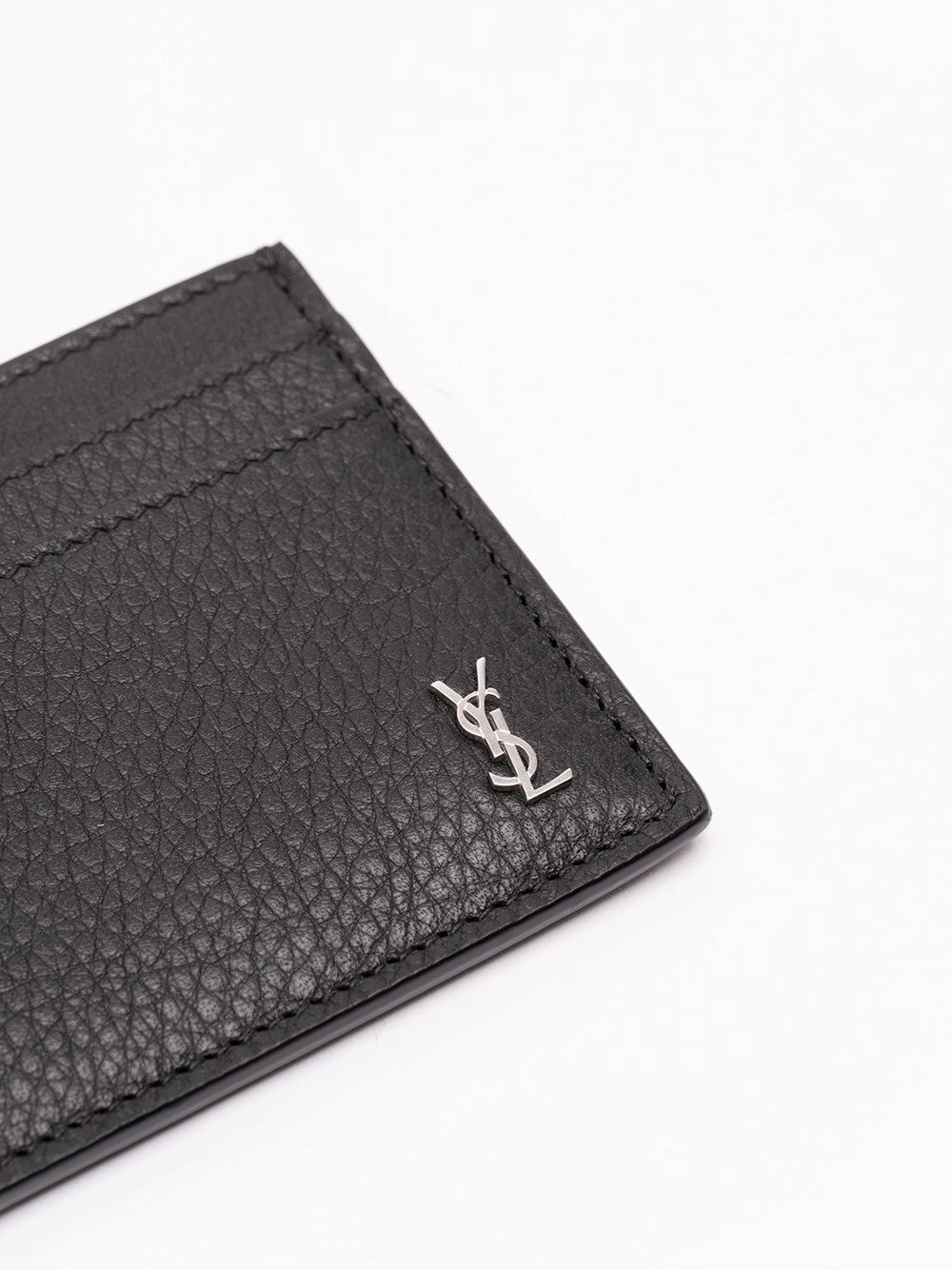 Saint Laurent Men Tiny Cassandre Card Case In Grained Leather SAINT LAURENT