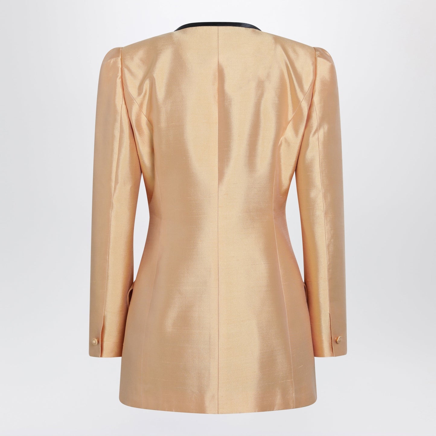 Valentino Pea Coat In Shantung In Melon/Black Women VALENTINO
