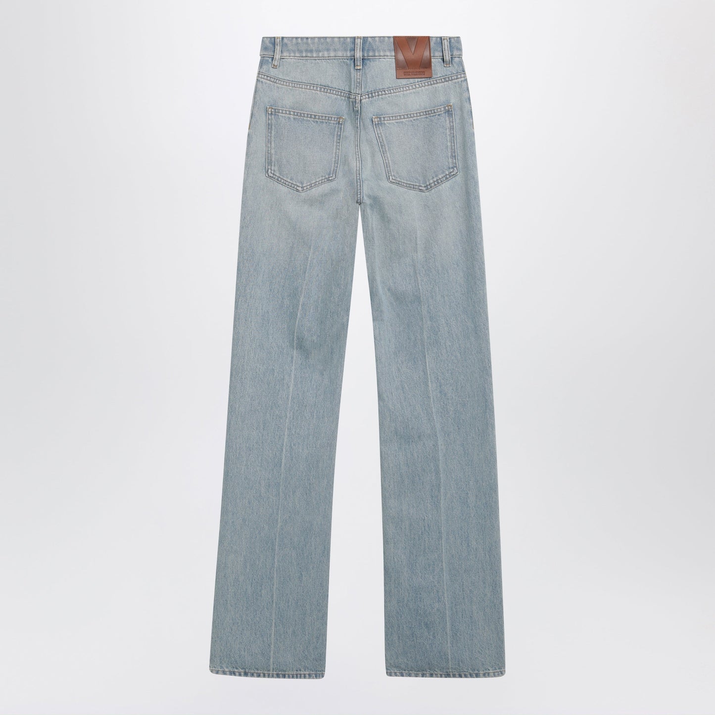 Valentino Straight-Leg Cotton Denim Jeans In Light Blue Women VALENTINO