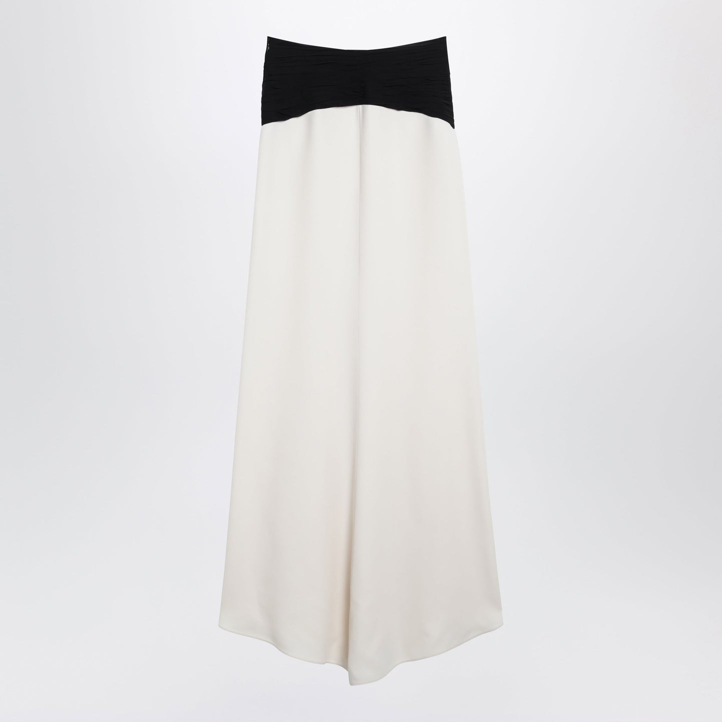 Valentino Long Silk Skirt In Vanilla/Black Women VALENTINO