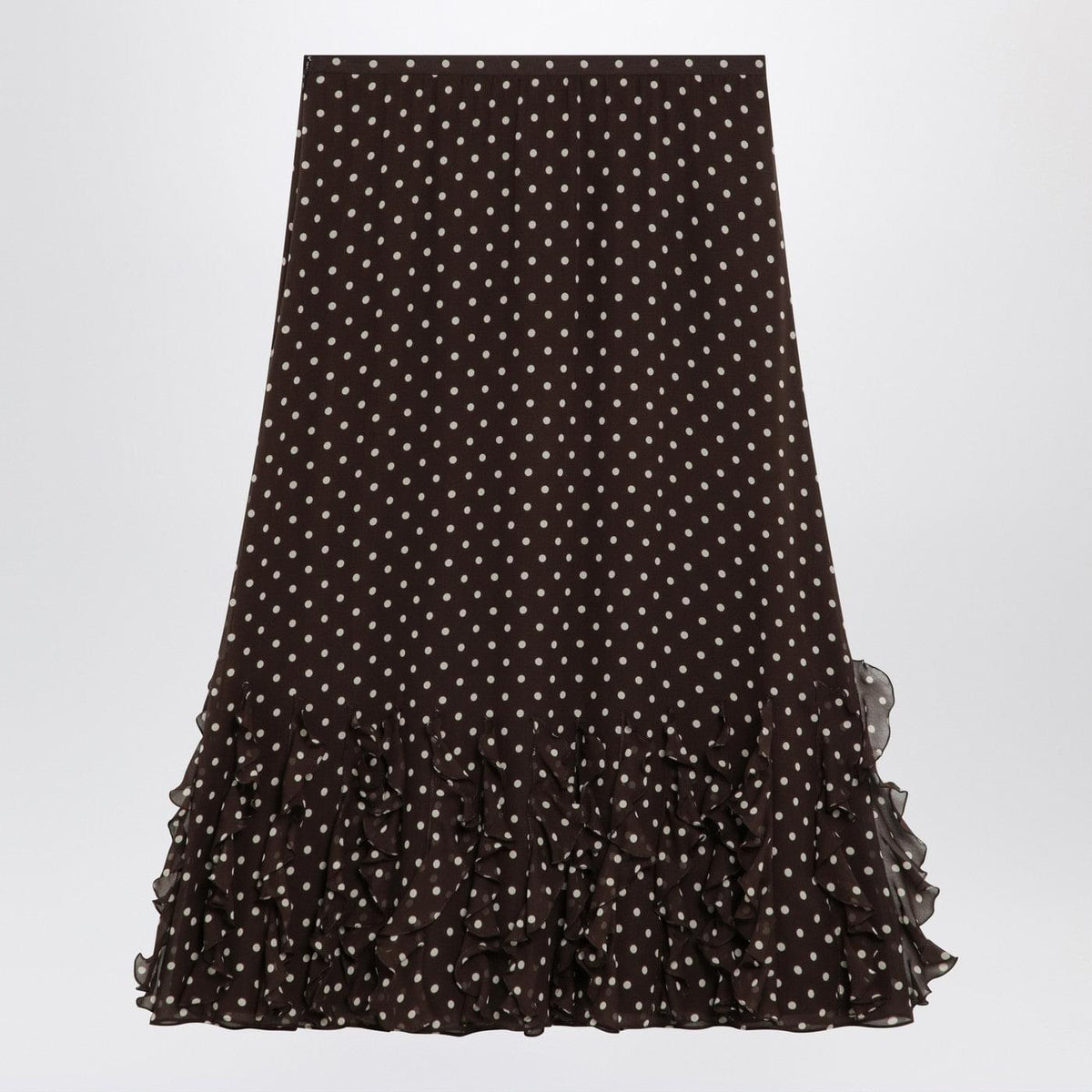 Valentino Brown Silk Skirt With Plusdepois Motif Women VALENTINO