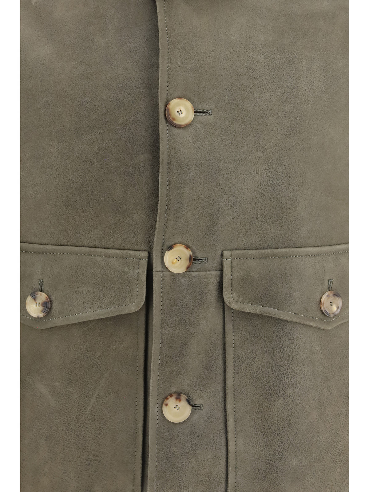 Brunello Cucinelli Men Waxed Shearling Jacket With Shearling Collar BRUNELLO CUCINELLI