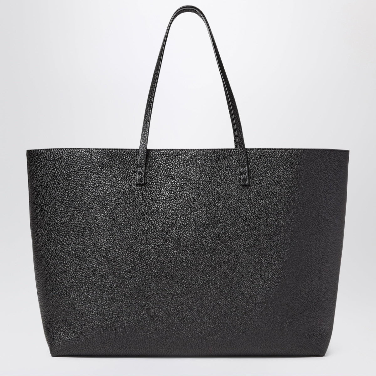 Fendi Black Cuoio Romano Leather Medium Roll Shopper Women FENDI