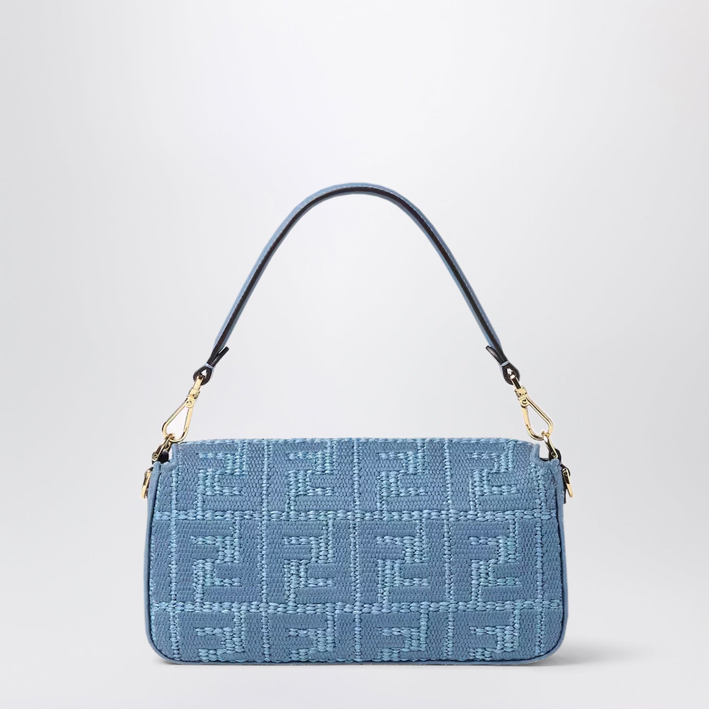 Fendi Woven Raffia Baguette Bag With Blue Ff Embroidery Women FENDI