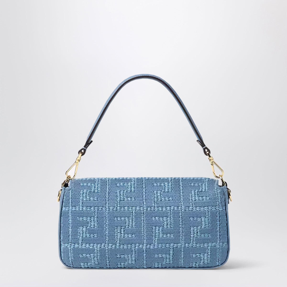Fendi Woven Raffia Baguette Bag With Blue Ff Embroidery Women FENDI