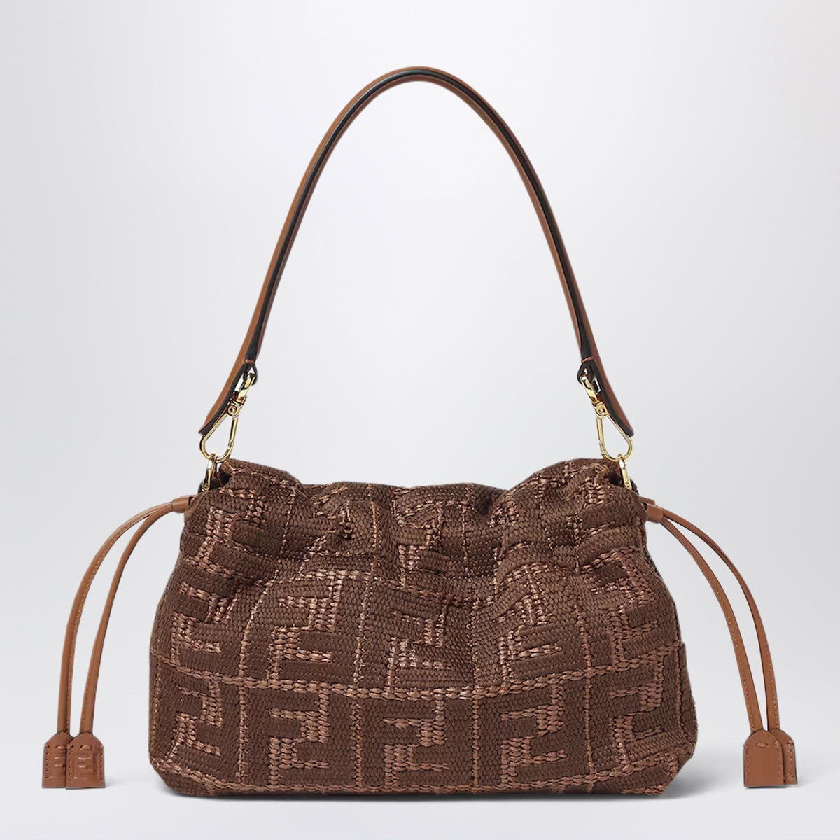 Fendi Medium Baguette Mums†Bag In Woven Raffia With Ff Sellier Embroidery Women FENDI