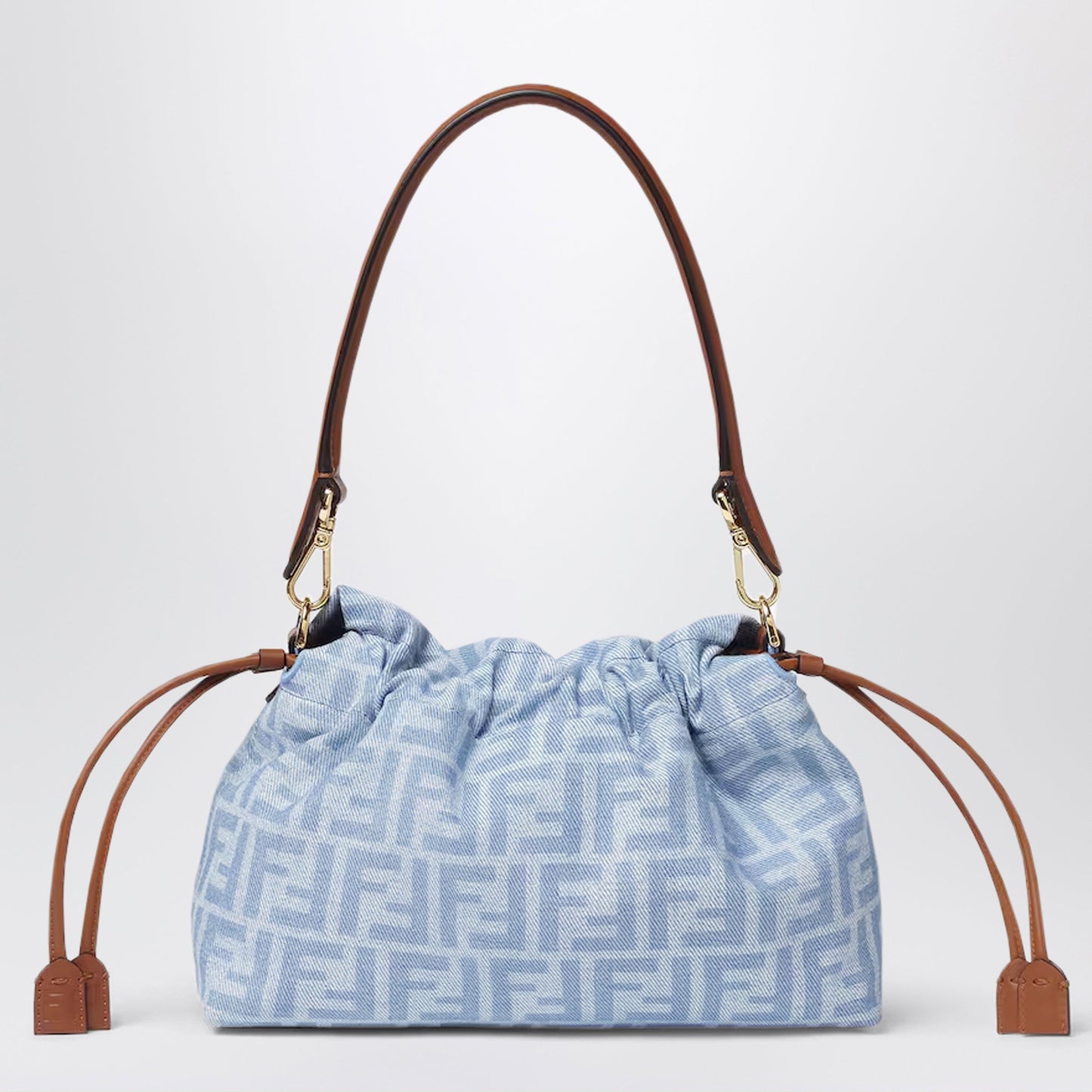 Fendi Medium Baguette Mums†Bag In Light Blue Ff Denim Women FENDI