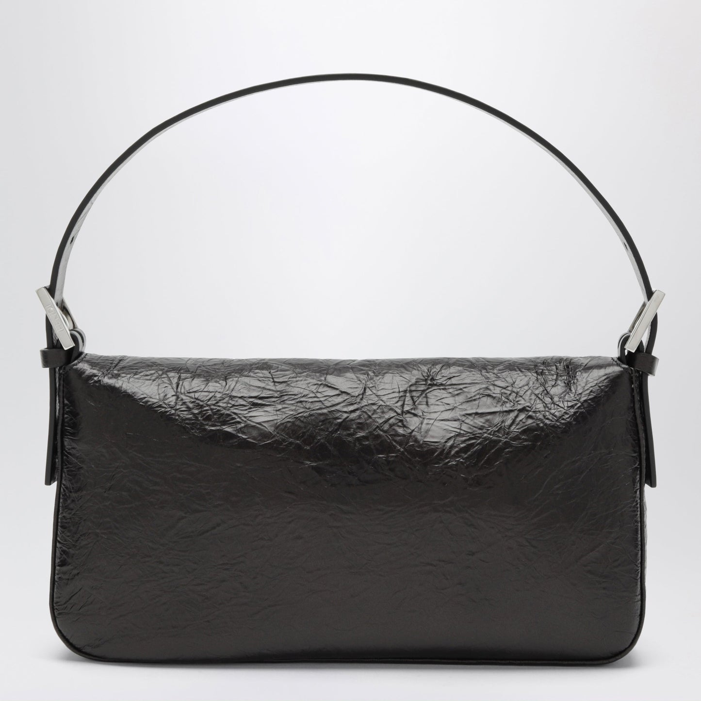 Fendi Fendi Baguette In Black Leather Glossy Crinkled Women FENDI
