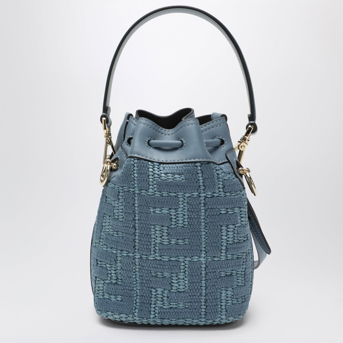 Fendi Mon Tresor Mini Bag In Canvas With Cerulean Blue Ff Embroidery Women FENDI