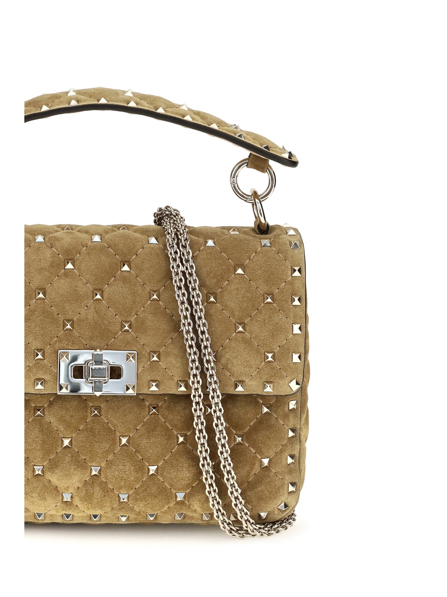 Valentino Garavani Women Medium Rockstud Spike Suede Top Handle Bag VALENTINO GARAVANI