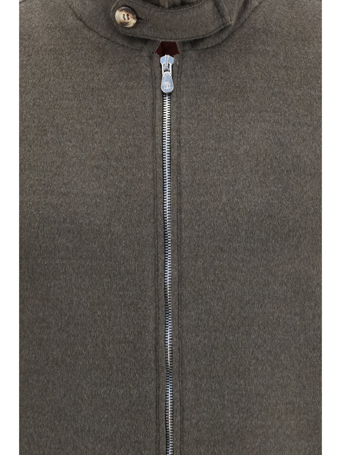 Brunello Cucinelli Men Wool Zip Jacket With High Collar