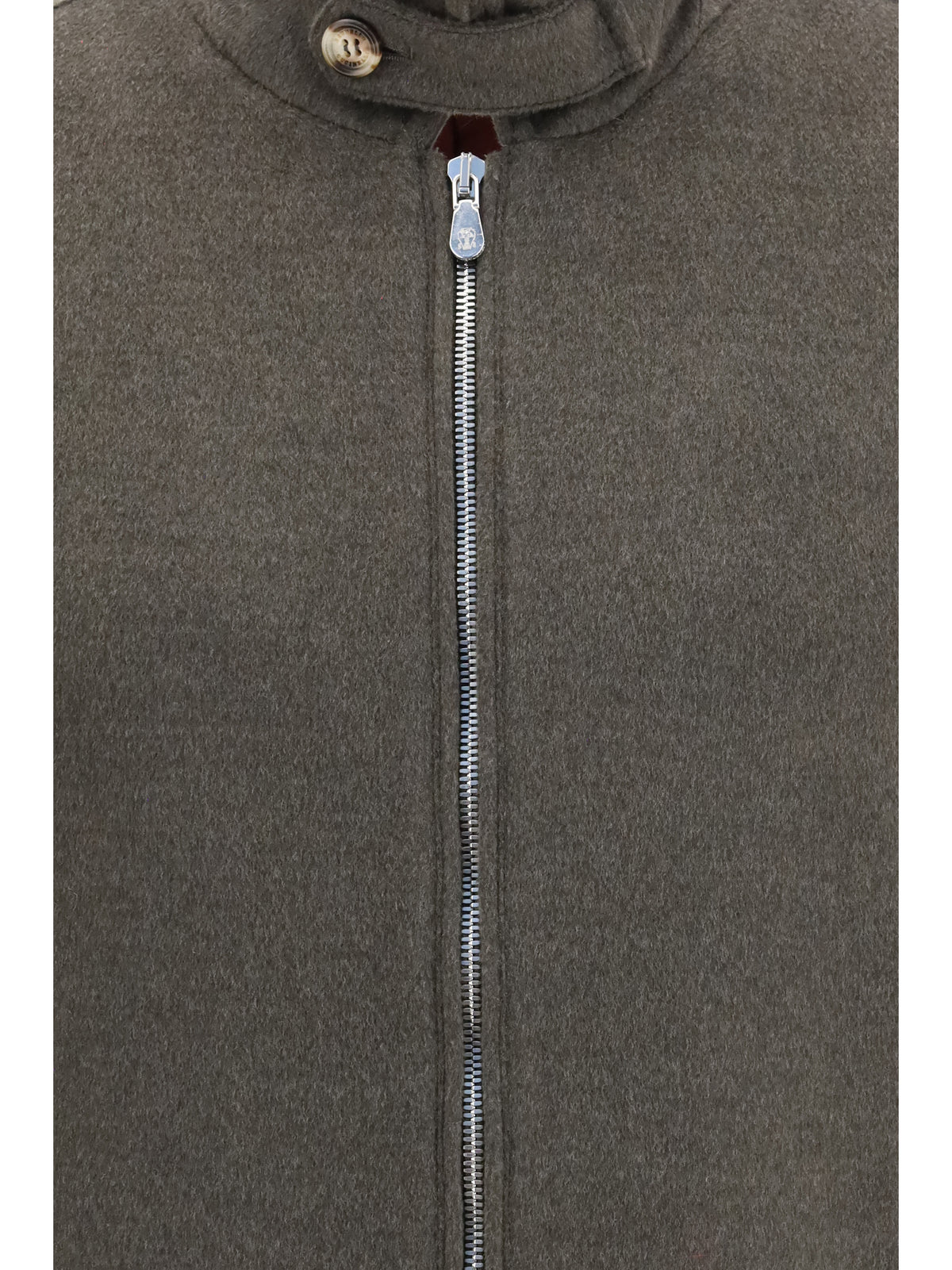 Brunello Cucinelli Men Wool Zip Jacket With High Collar BRUNELLO CUCINELLI