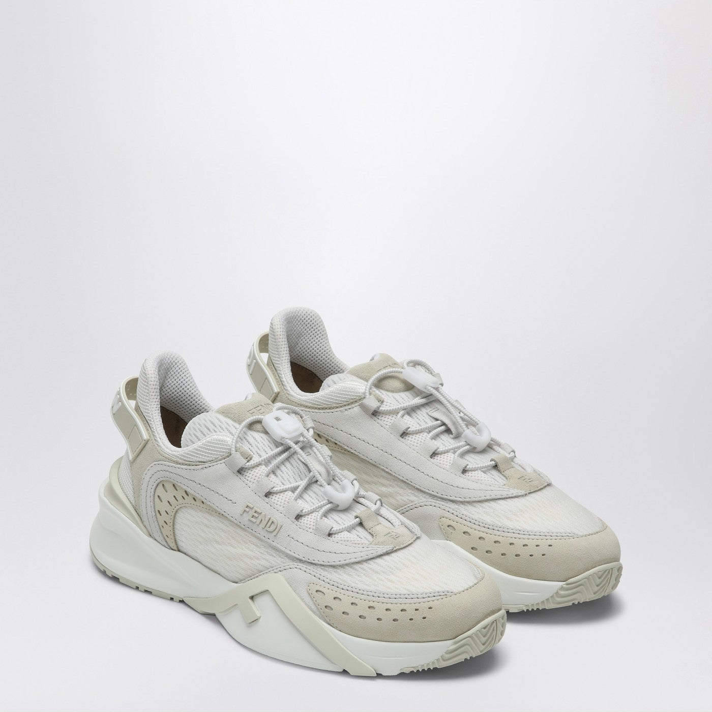 Fendi Fendi Flow Sneaker In White Mesh And Suede Women FENDI