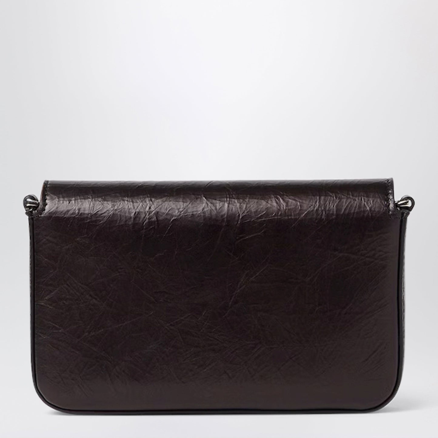 Fendi Compact Black Crackled Leather Wallet On Chain Tube Women FENDI