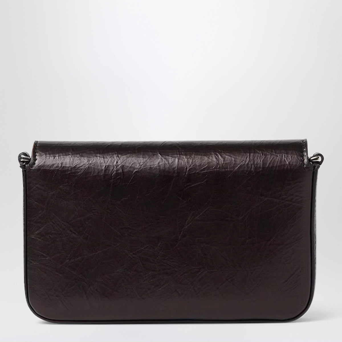 Fendi Compact Black Crackled Leather Wallet On Chain Tube Women FENDI