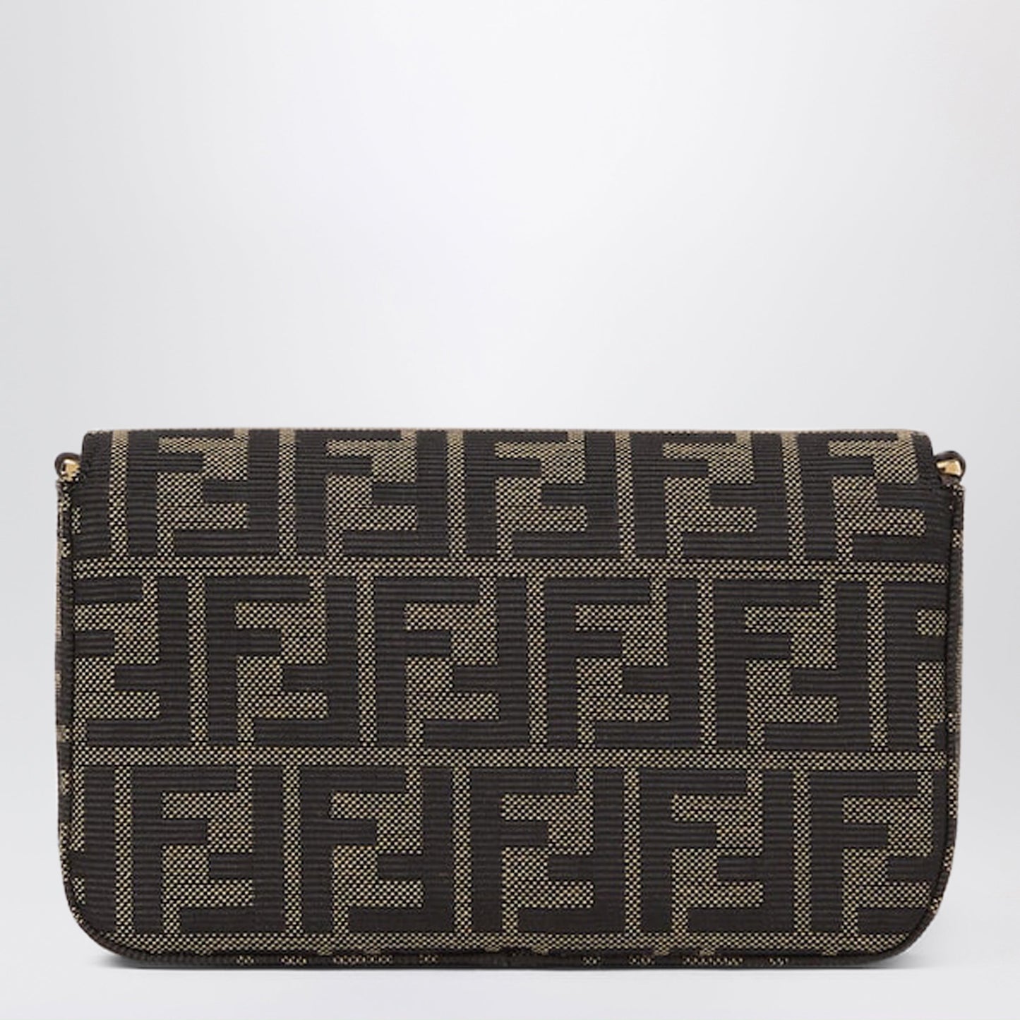 Fendi Tube Wallet On Chain In Ff Zucca Jacquard And Brown Leather Women FENDI