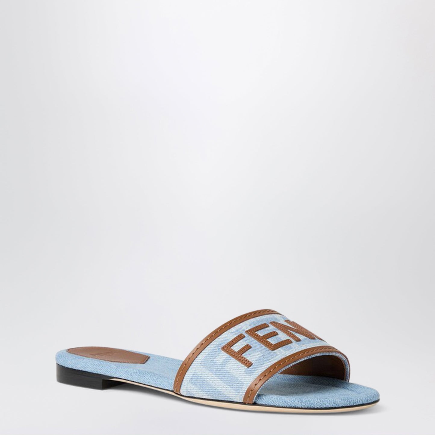 Fendi Fendi Sunshine Slides In Light Blue Denim-Effect Ff Jacquard Women FENDI