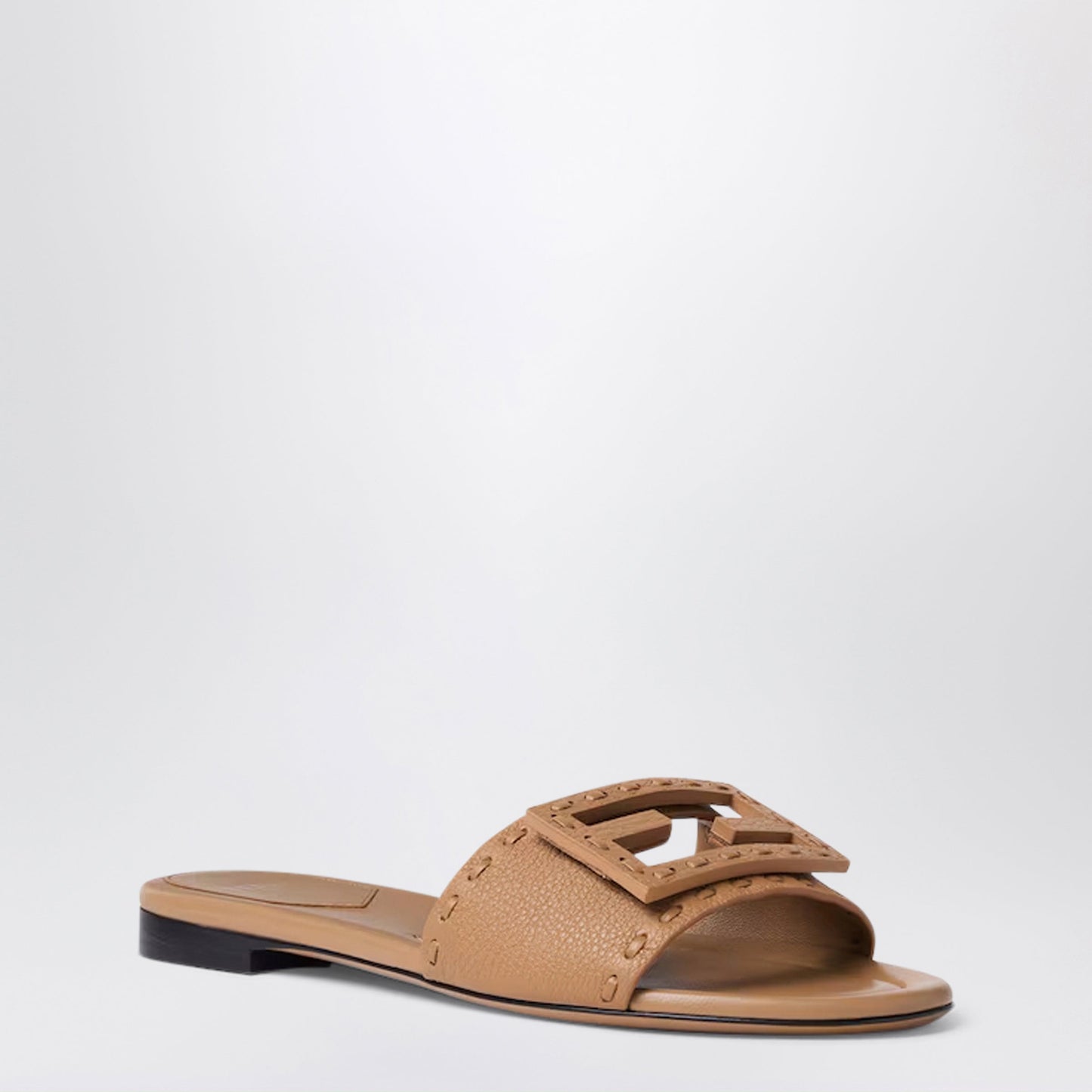 Fendi Camel Leather Baguette Slides Women FENDI