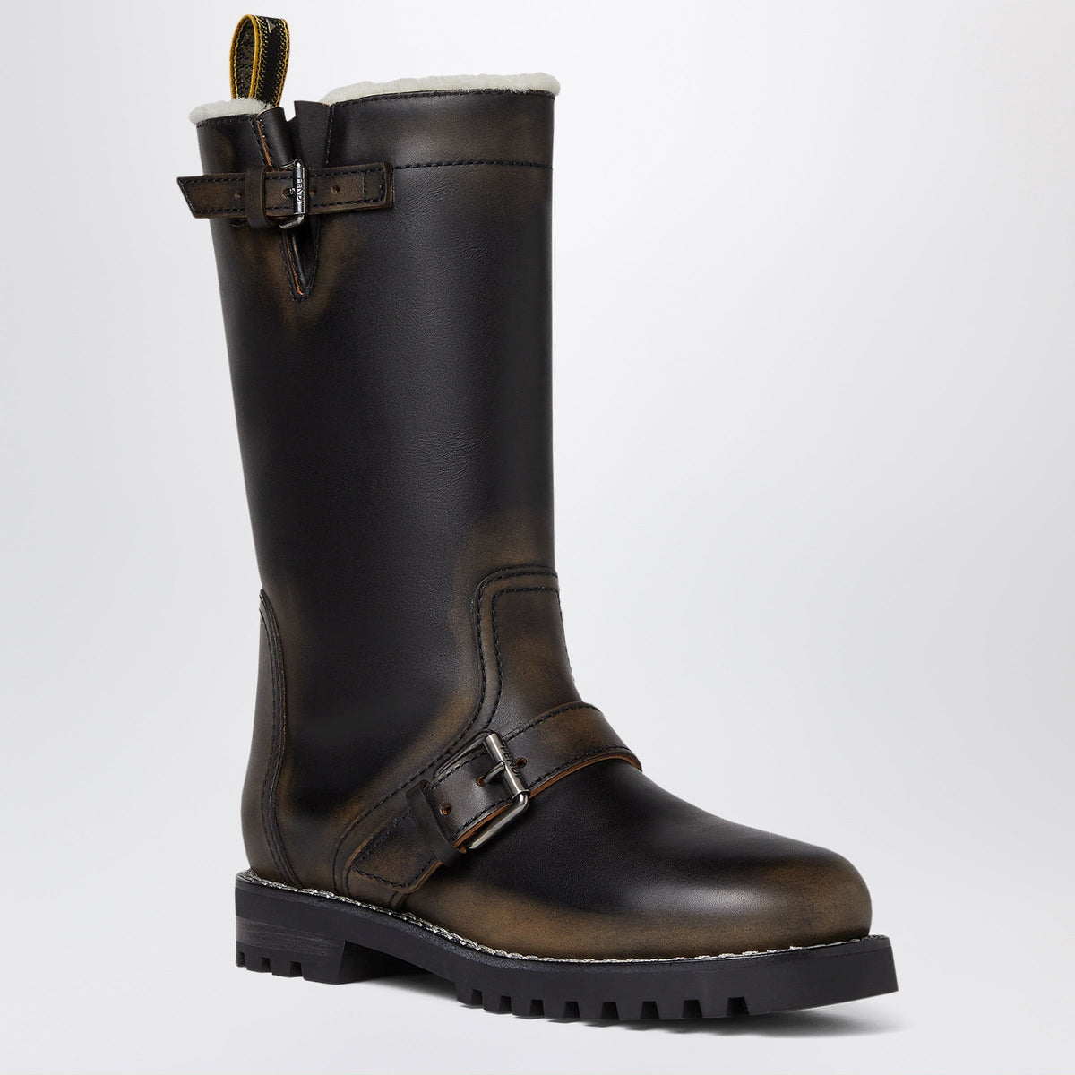 Fendi Fendi Commando Boots In Dark Brown Calfskin And Shearling Women FENDI