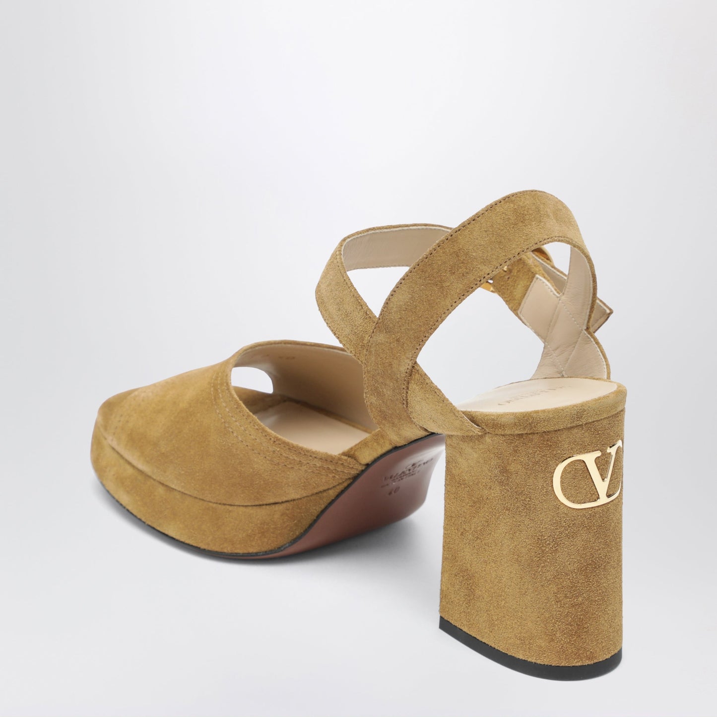 Valentino Garavani Beige Fawcette Platform Sandals In Split Leather Women VALENTINO GARAVANI