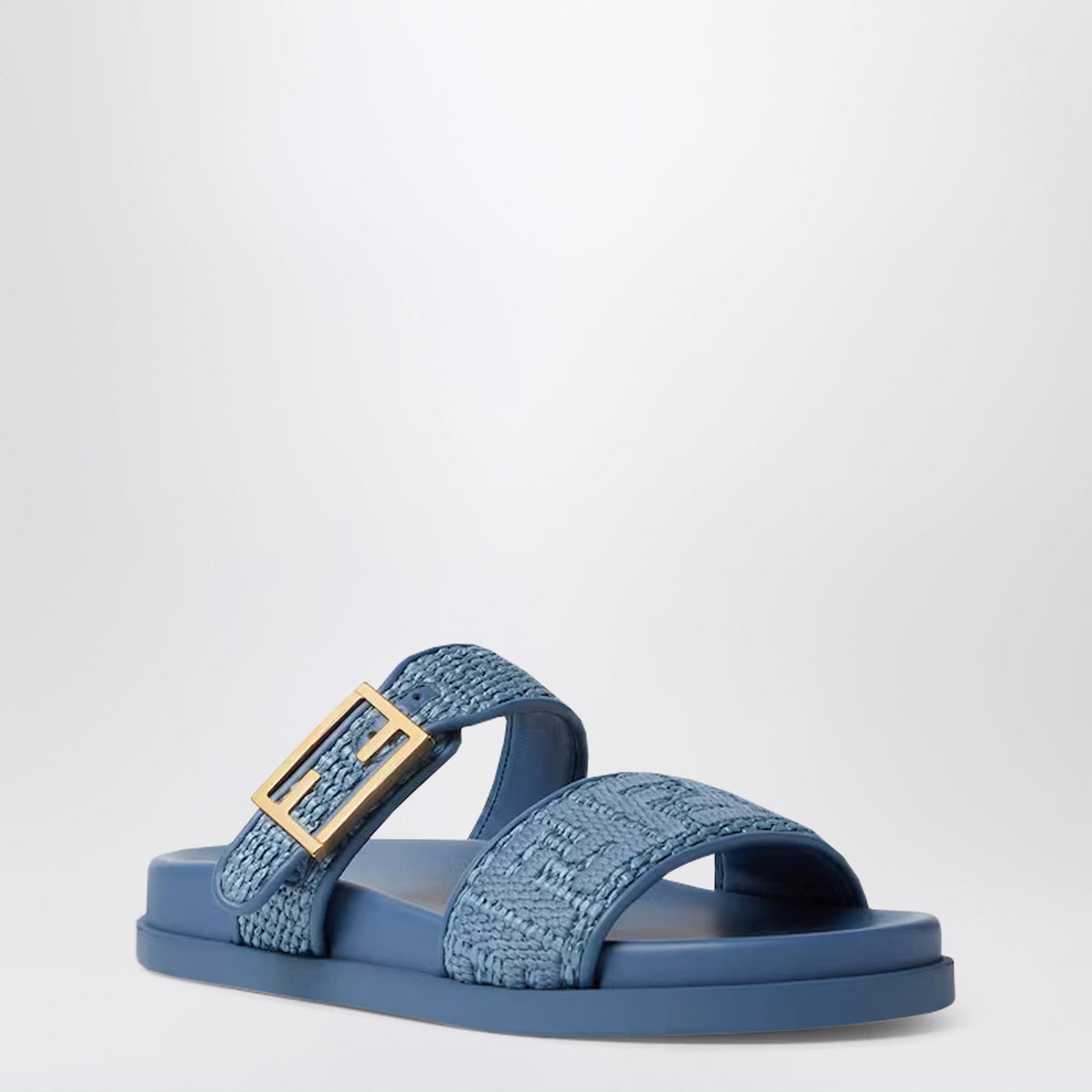 Fendi Fendi Feel Slides In Light Blue Raffia Women FENDI