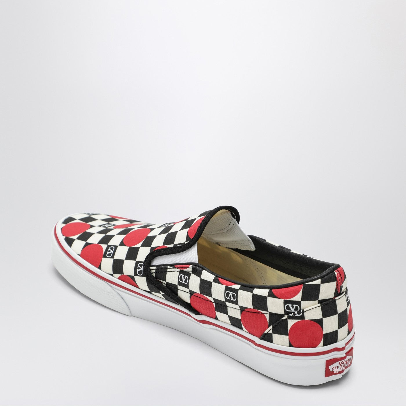 Valentino Garavani X Vans Slip-On Sneakers Black/Red With Vlogo Checkerboard Print And Polka-Dot Detail Men Valentino Garavani X Vans