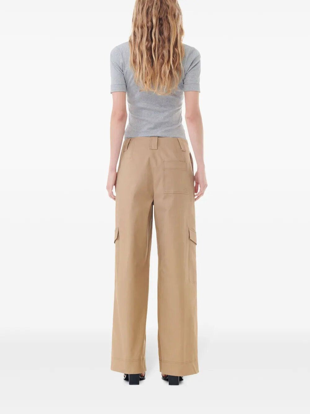 Ganni Women Cotton Canvas Cargo Trousers GANNI