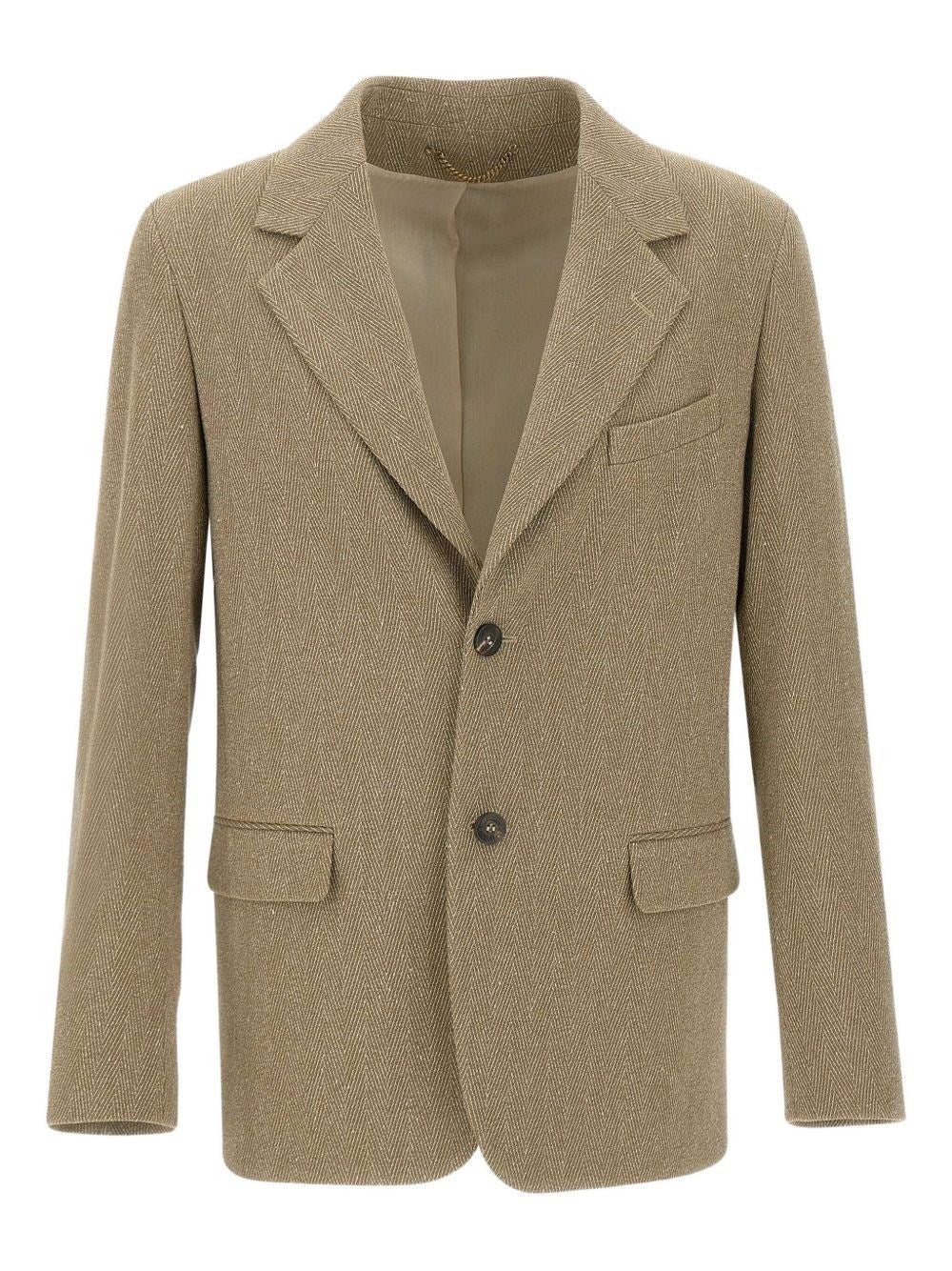 Golden Goose Men Single-Breasted Chevron Linen Blend Blazer GOLDEN GOOSE