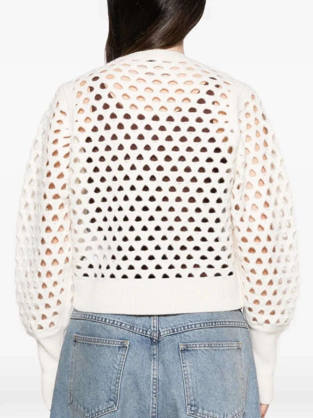 Blumarine Women Openwork Wool Cardigan With 3D Rose BLUMARINE