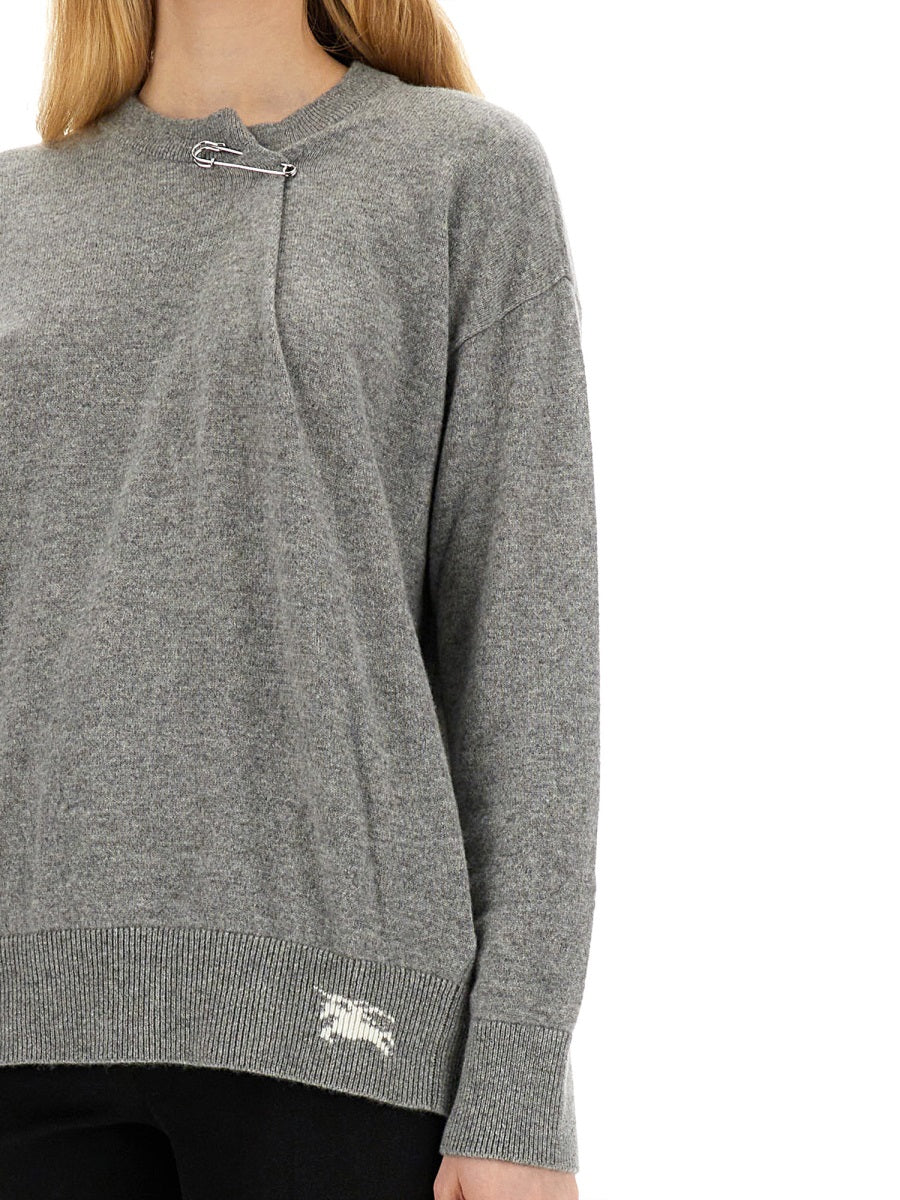 Burberry Women Cashmere Sweater With Kilt Pin BURBERRY