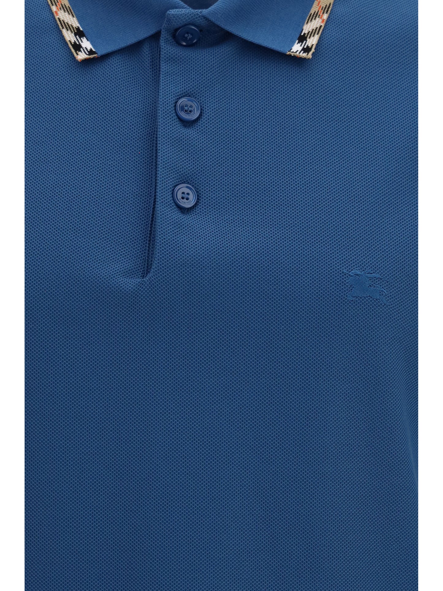 Burberry Men Cotton Polo With Check Trims BURBERRY