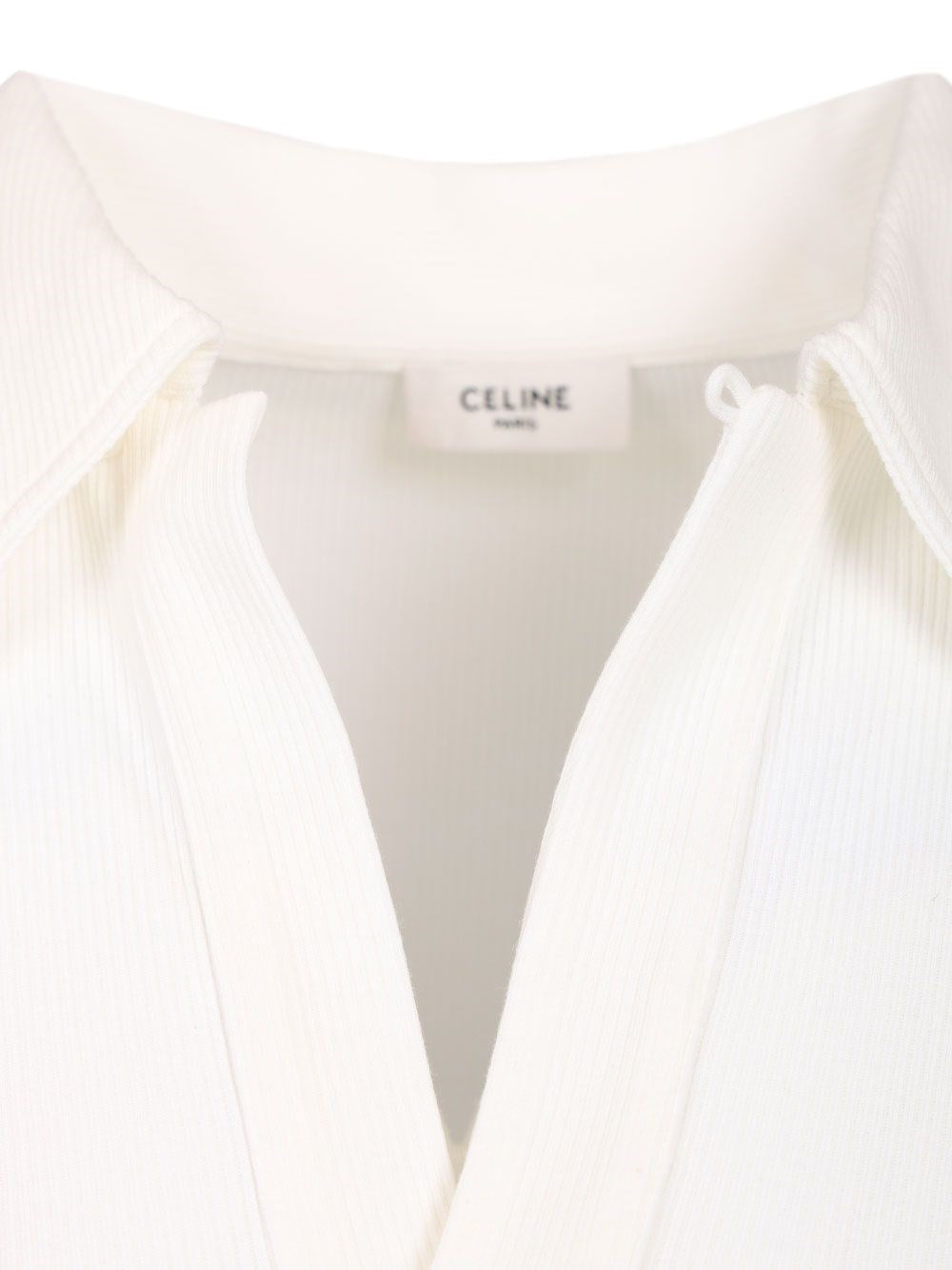 Celine Women Ribbed Silk And Cotton Polo Shirt CELINE