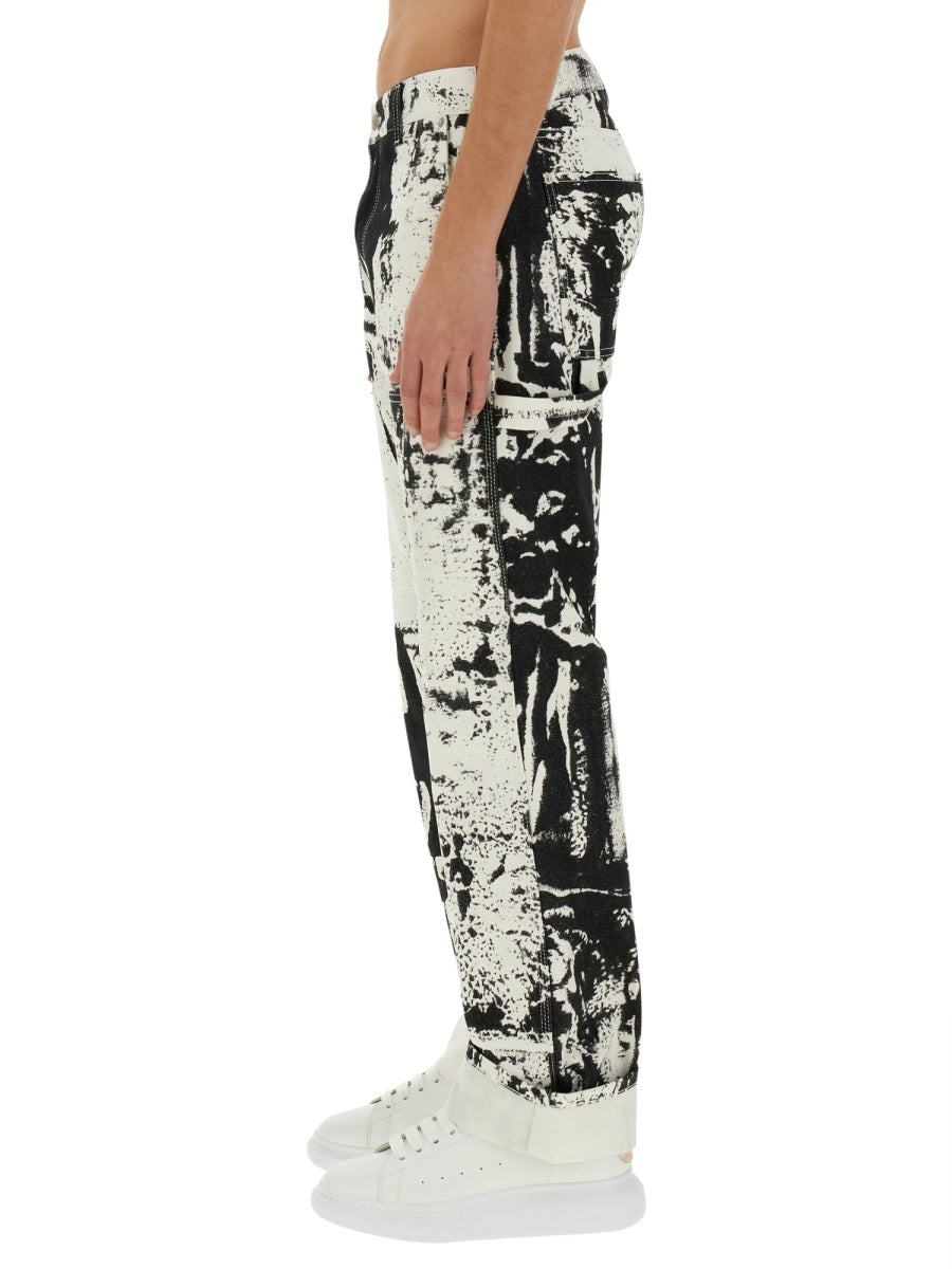 Alexander Mcqueen Men Workwear Jeans With Fold Print ALEXANDER MCQUEEN