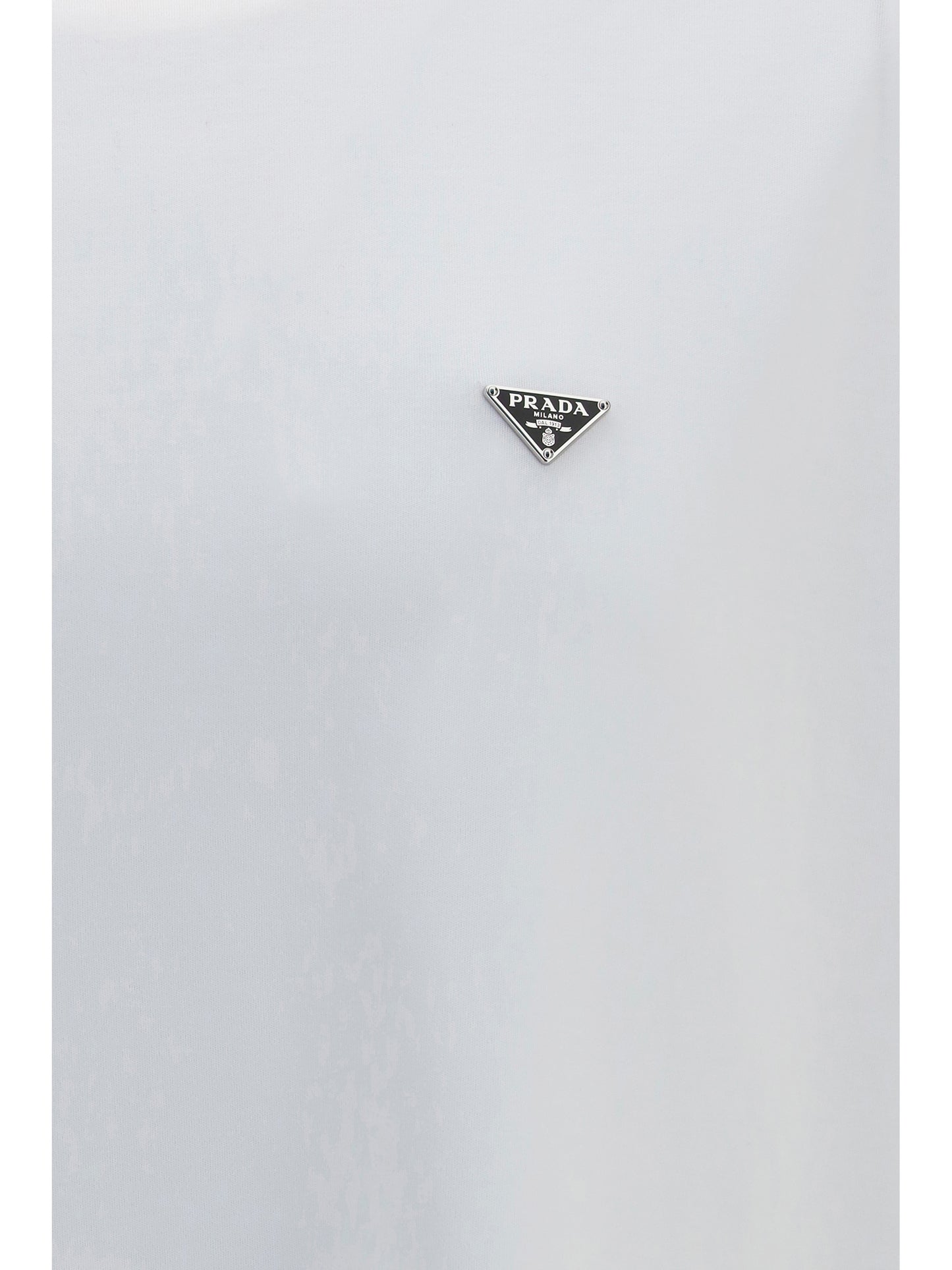 Prada Men Cotton T-Shirt With Triangle Logo PRADA