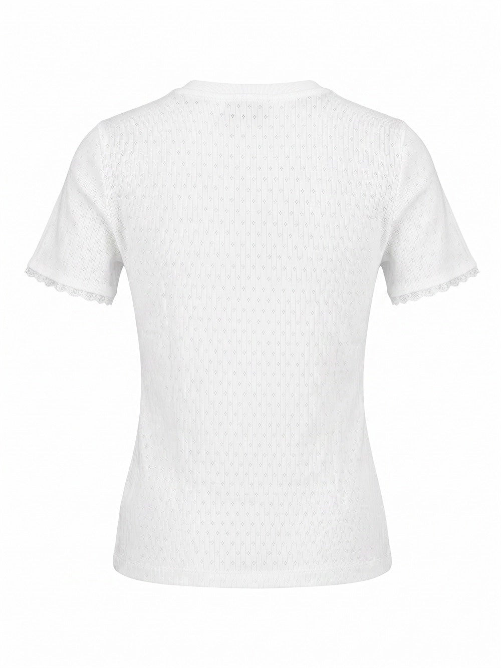 Miu Miu Women Pointelle Lace-Trim T-Shirt MIU MIU