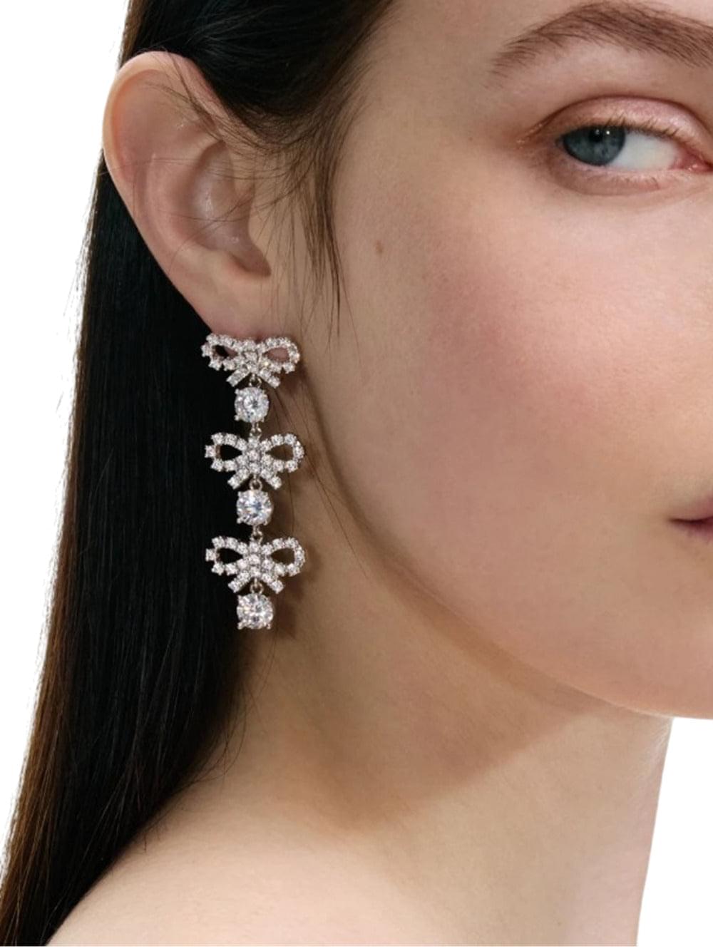 Self-Portrait Women Crystal Micro Bow Tiered Earrings SELF-PORTRAIT