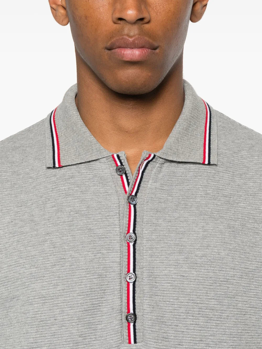 Thom Browne Men Cotton Polo With Logo Embroidery THOM BROWNE
