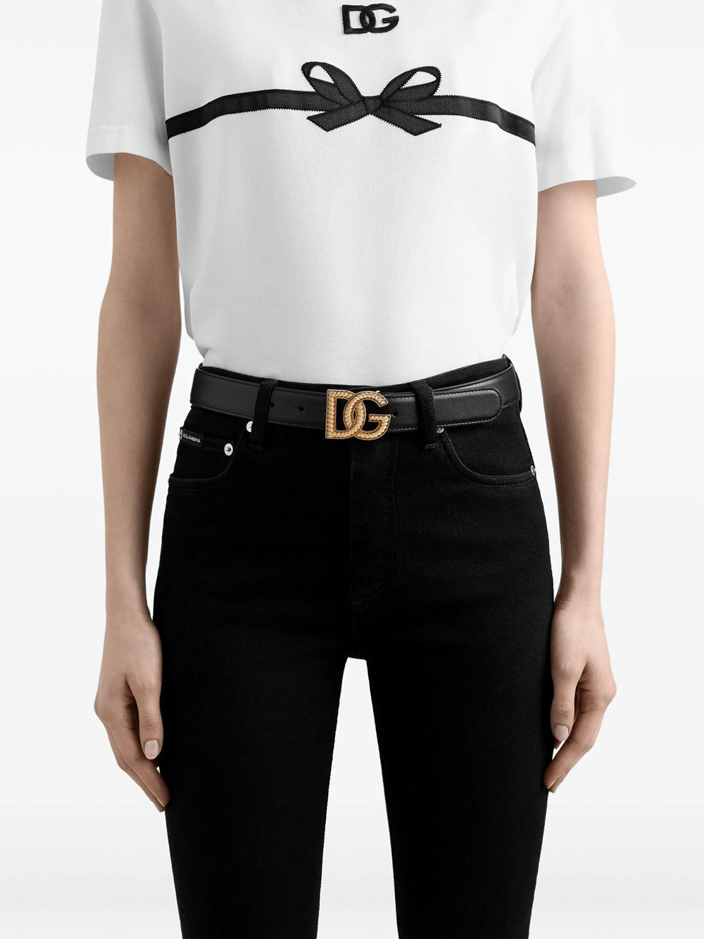 Dolce & Gabbana Women Leather Belt With Logo Plaque DOLCE & GABBANA