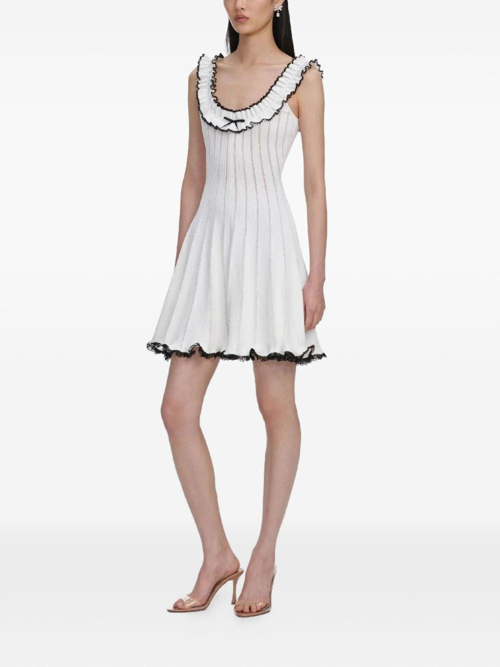 Self-Portrait Women White Contrast Trim Knit Mini Dress SELF-PORTRAIT