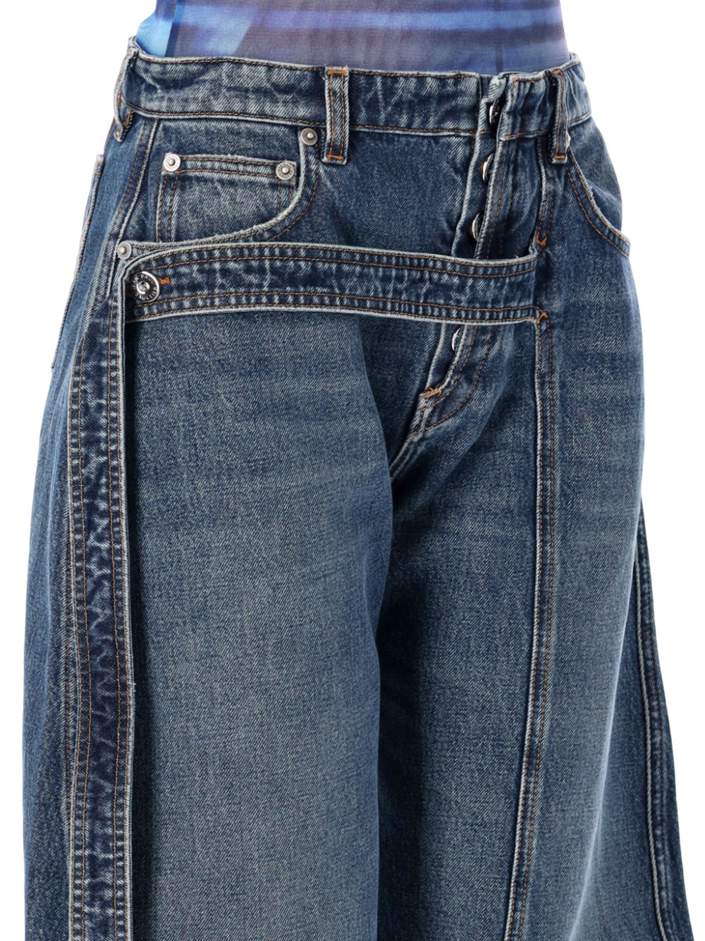 Jean Paul Gaultier Women Low-Waist Jeans With Front Strap Detail JEAN PAUL GAULTIER