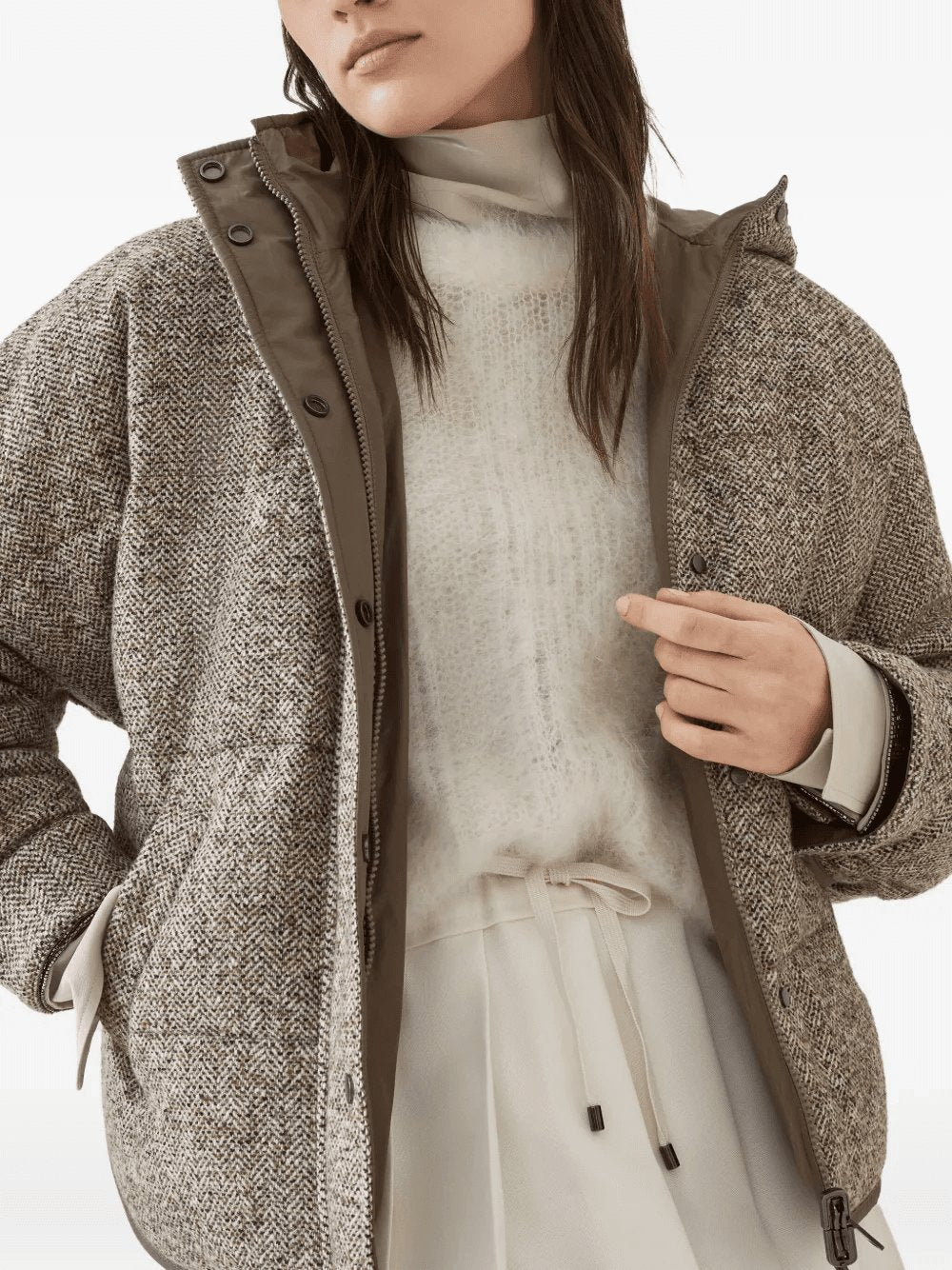 Brunello Cucinelli Women Chevron-Pattern Down Jacket BRUNELLO CUCINELLI