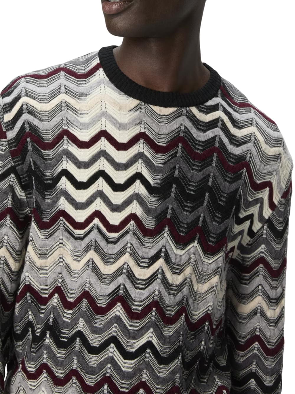 Missoni Men Crew-Neck Sweater With Geometric Zigzag Pattern MISSONI