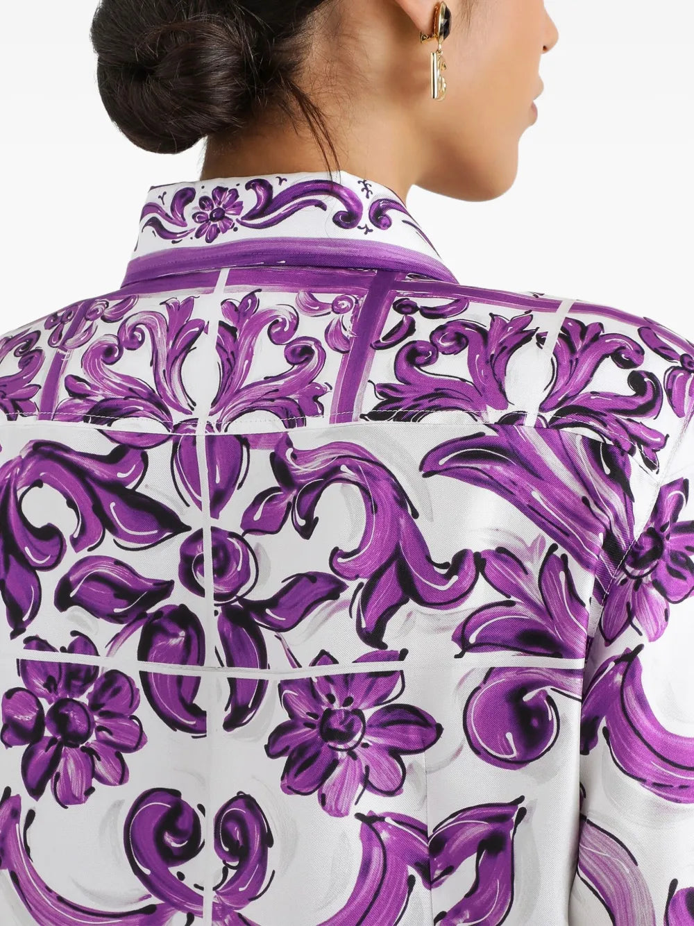 Dolce & Gabbana Women Silk Shirt With Maiolica Print DOLCE & GABBANA