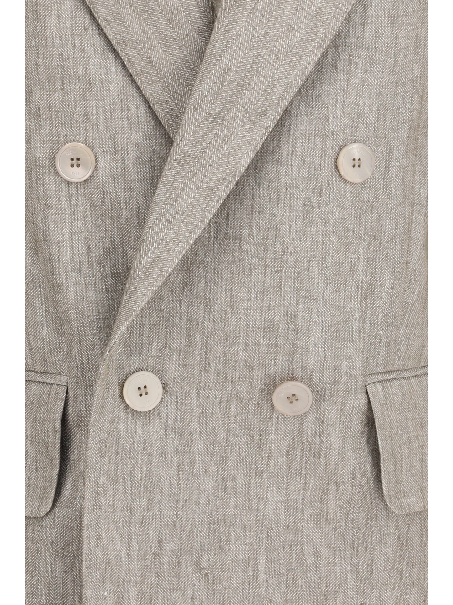 Max Mara Women Olimpia Double-Breasted Chevron Linen Blazer MAX MARA