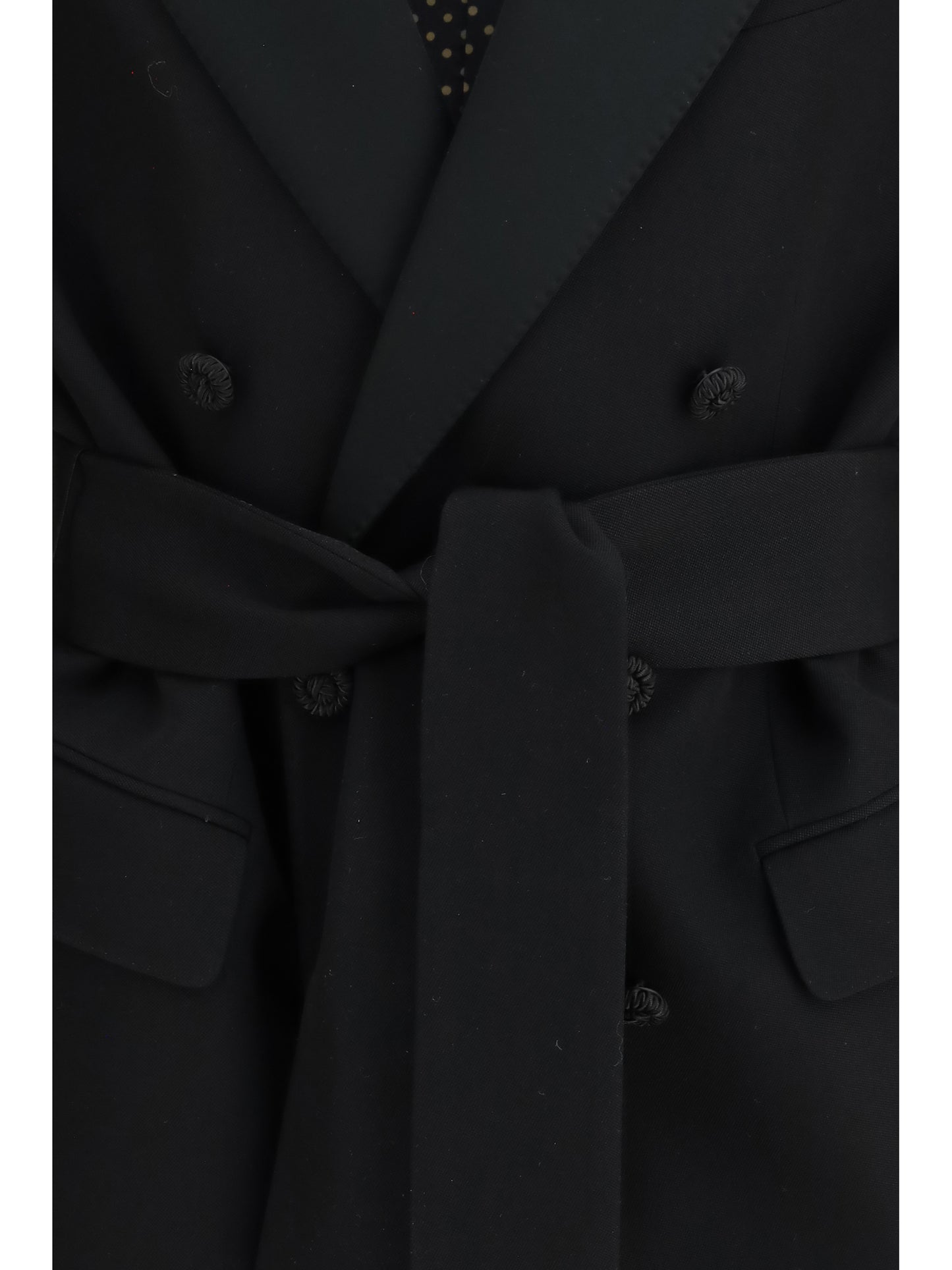 Valentino Men Double-Breasted Virgin Wool Blazer With Belt VALENTINO