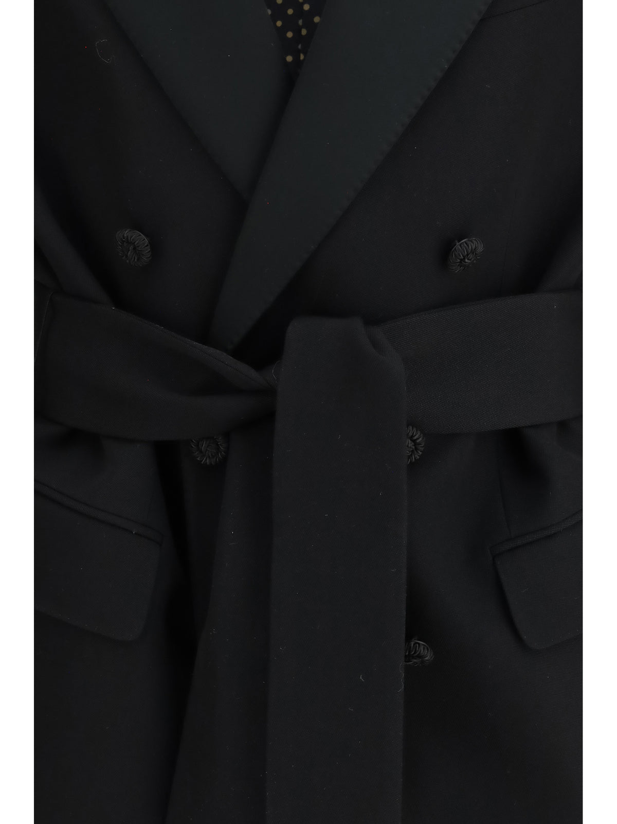 Valentino Men Double-Breasted Virgin Wool Blazer With Belt VALENTINO