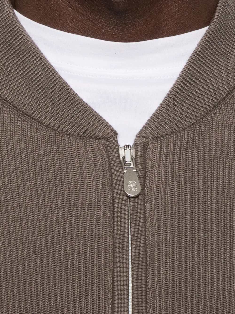 Brunello Cucinelli Men Ribbed Cardigan With Zip Closure BRUNELLO CUCINELLI